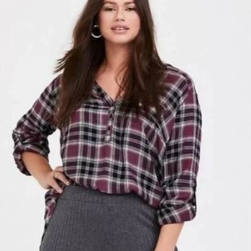 Torrid Purple Plaid Blouse